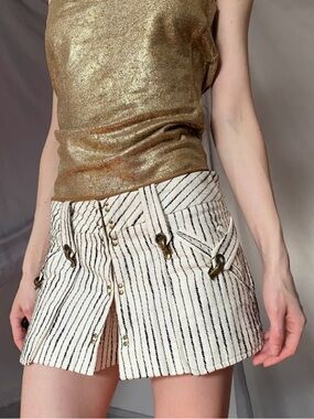 RARE Vintage L.A.M.B. LAMB Gwen Stefani Y2K Striped Micro Mini Skort Skirt 8 M